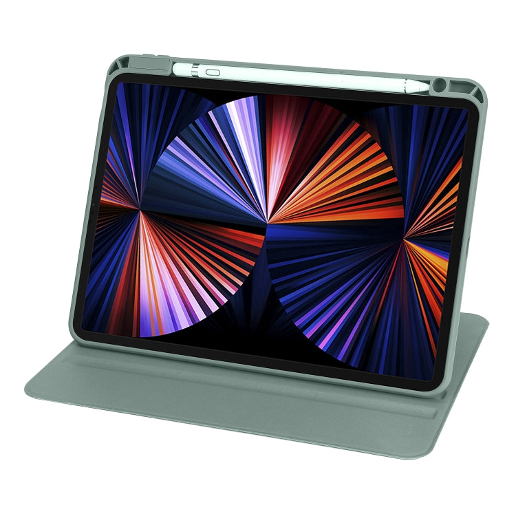 For iPad Air 11 2025 / 2024 Acrylic 360 Degree Rotation Holder Leather Tablet Case(Pine Green)