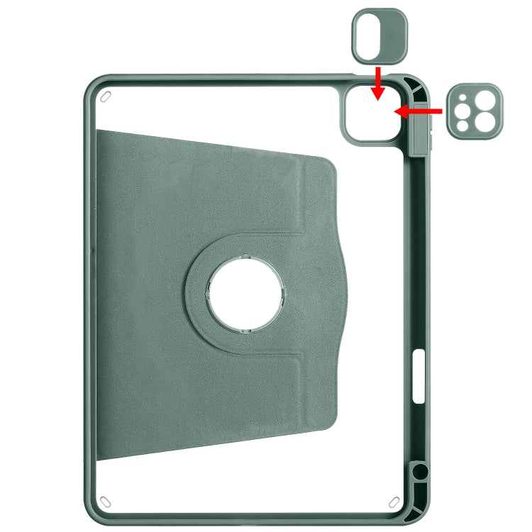 For iPad Air 11 2025 / 2024 Acrylic 360 Degree Rotation Holder Leather Tablet Case(Pine Green)