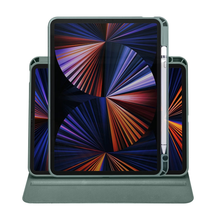 For iPad Air 11 2025 / 2024 Acrylic 360 Degree Rotation Holder Leather Tablet Case(Pine Green)