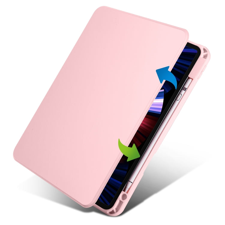For iPad Air 13 2024 Acrylic 360 Degree Rotation Holder Leather Tablet Case(Sand Pink)