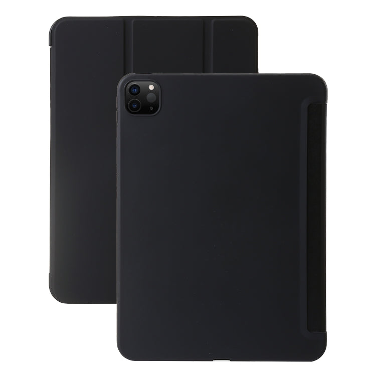 For iPad Pro 13 2024 Three-fold Holder Flip Tablet Leather Case(Black)