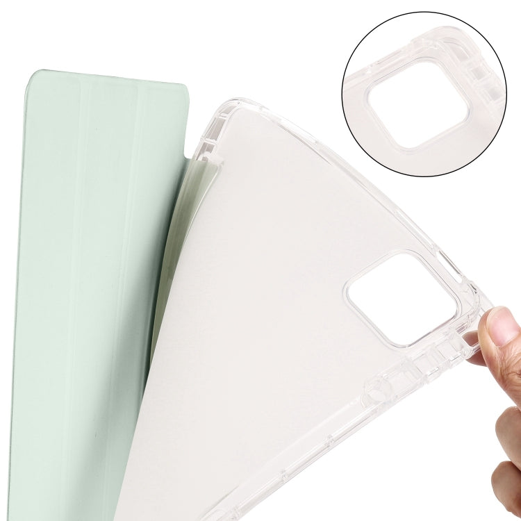 For iPad Air 11 2024 3-fold Clear TPU Smart Leather Tablet Case with Pen Slot(Light Green) - iPad Air 11 2024 Cases by PMC TechLife | Online Shopping South Africa | PMC TechLife | Buy Now Pay Later Mobicred