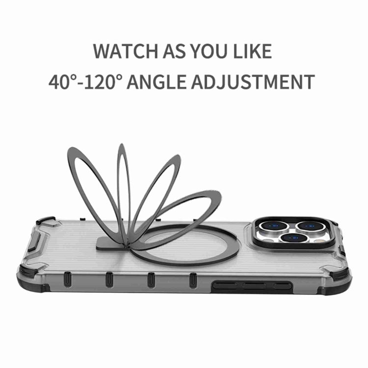 For iPhone 16 Pro Max Grating Holder Shockproof Phone Case(Transparent) - iPhone 16 Pro Max Cases by PMC TechLife | Online Shopping South Africa | PMC TechLife | Buy Now Pay Later Mobicred