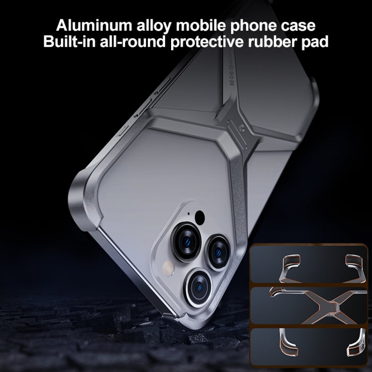 For iPhone 15 Frameless X-shaped Metal Phone Case(Grey)