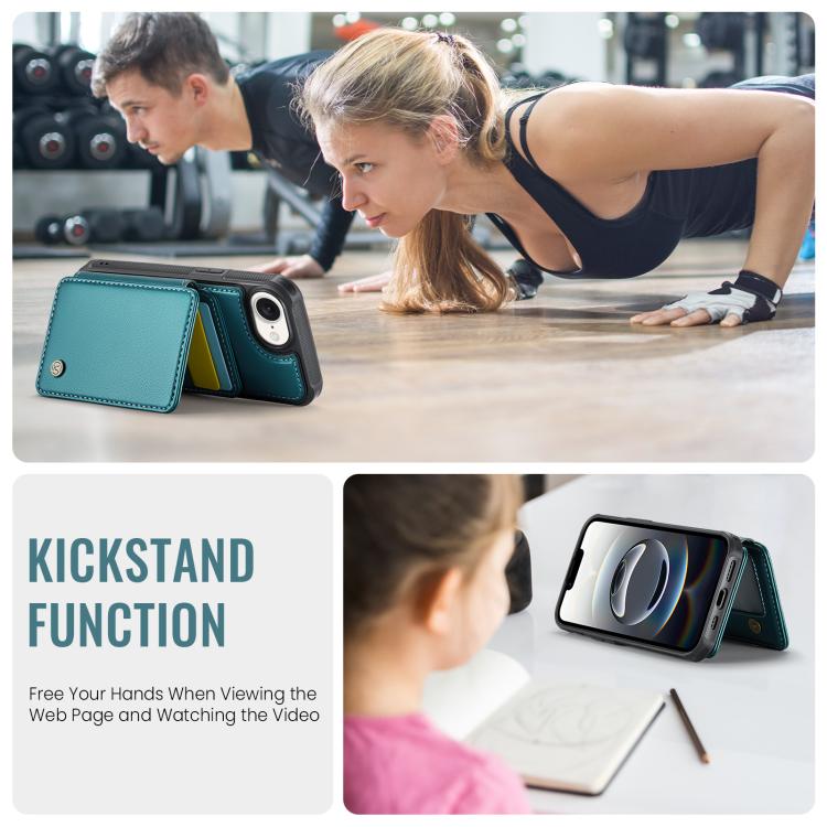 For iPhone 16e JEEHOOD J05 Business Magnetic Style RFID Leather Phone Case(Blue Green) - free shipping - PMc TechLife - Order now!