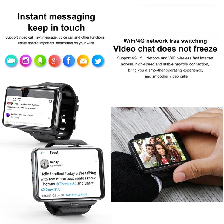 UNIWA DM200, 4GB+64GB, 2.88 inch Android 9.0 Smart Watch Phone, MT6761 Quad Core, Network: 4G(Black) - free shipping - PMC Jewellery - Order now!