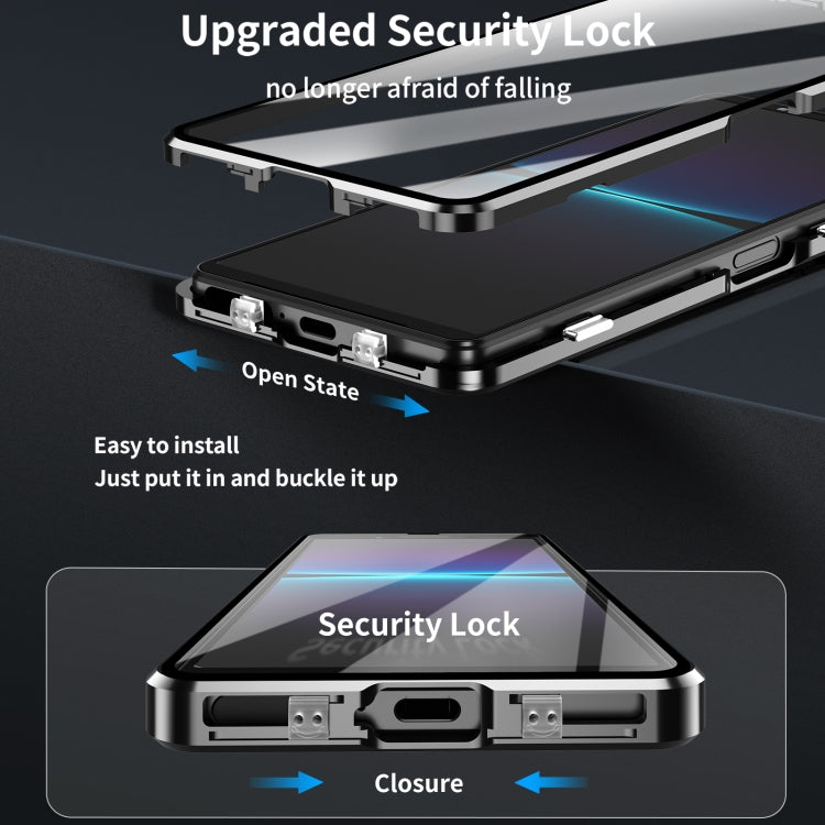 For Sony Xperia 5 V HD Magnetic Metal Tempered Glass Phone Case(Black)