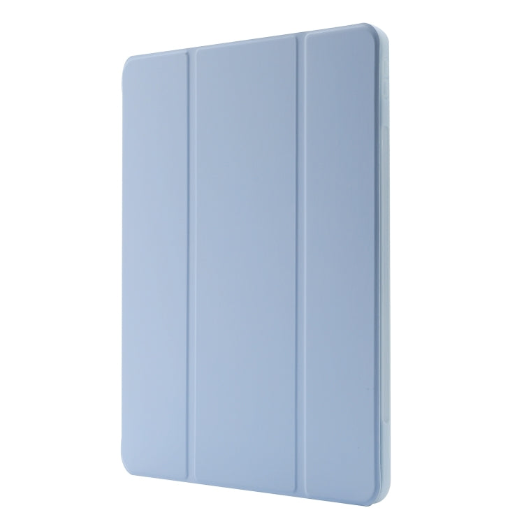 For iPad Air 13 2025 / 2024 Skin Feel Tri-fold Leather Tablet Case with Pen Slot(Light Blue)