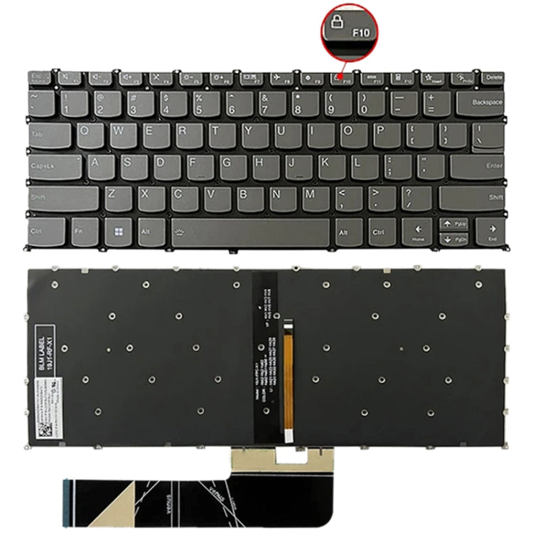 For Lenovo IdeaPad 5 / Yoga Slim 7 Pro US Version Laptop Backlight Keyboard, F10 Key with Lock Icon(Grey)