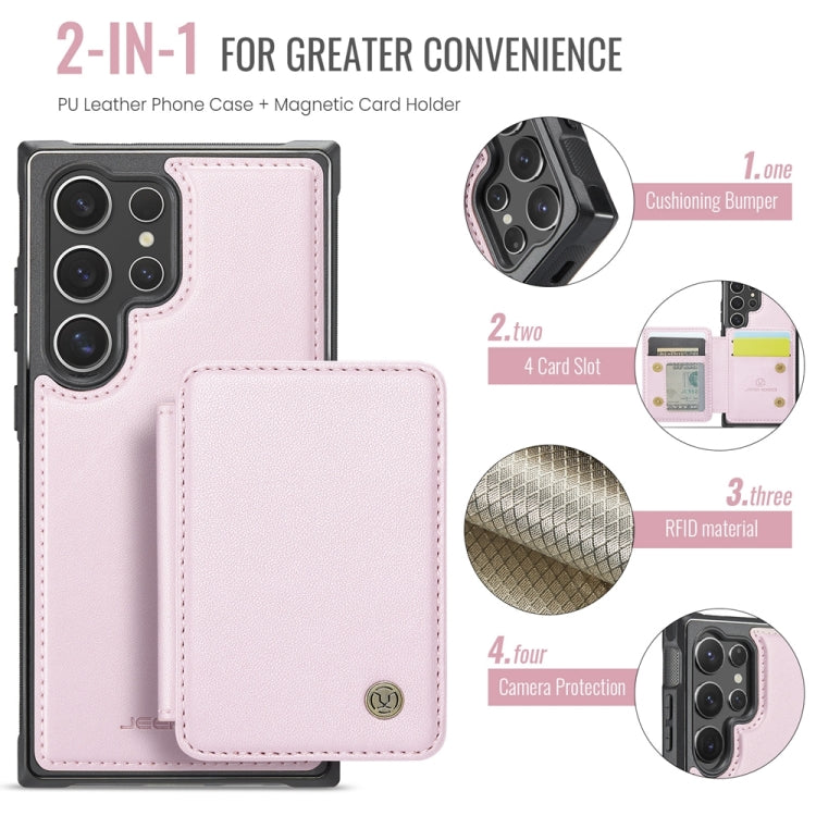 For Samsung Galaxy S24 Ultra 5G JEEHOOD J05 Business Magnetic Style RFID Leather Phone Case(Pink)