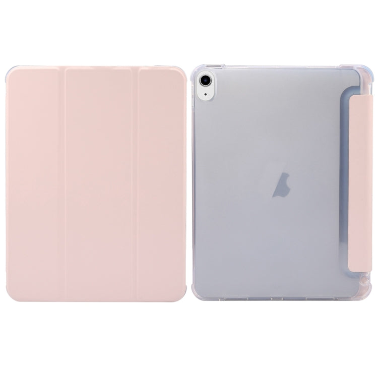 For iPad Air 11 2024 3-folding Electric Pressed Skin Texture Leather Tablet Case(Light Pink)