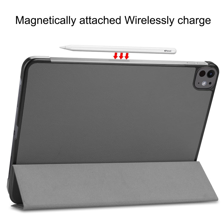 For iPad Pro 13 2024 Custer Pure Color 3-Fold Holder Smart Leather Tablet Case(Grey) - iPad Pro 13 2024 Cases by PMC TechLife | Online Shopping South Africa | PMC TechLife | Buy Now Pay Later Mobicred