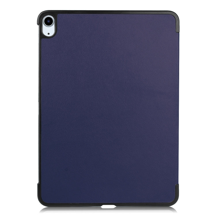 For iPad Air 11 2024 Custer Pure Color 3-Fold Holder Smart Leather Tablet Case(Blue)