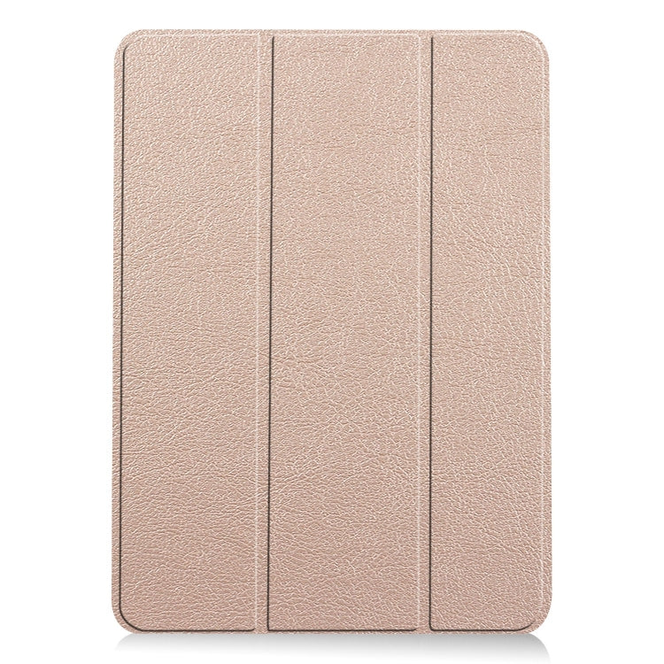 For iPad Air 11 2025 / 2024 Custer Pure Color 3-Fold Holder Smart Leather Tablet Case(Gold)