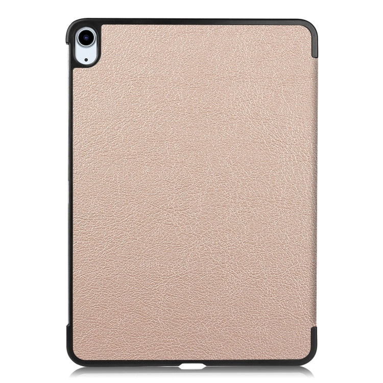 For iPad Air 11 2025 / 2024 Custer Pure Color 3-Fold Holder Smart Leather Tablet Case(Gold)