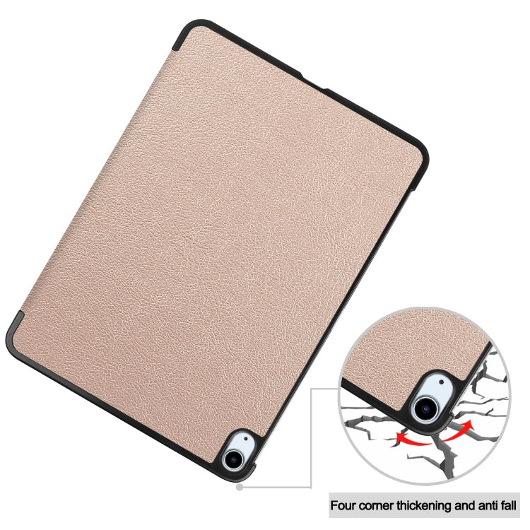For iPad Air 11 2025 / 2024 Custer Pure Color 3-Fold Holder Smart Leather Tablet Case(Gold)