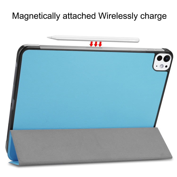 For iPad Pro 11 2024 Custer Pure Color 3-Fold Holder Smart Leather Tablet Case(Sky Blue) - iPad Pro 11 2024 Cases by PMC TechLife | Online Shopping South Africa | PMC TechLife | Buy Now Pay Later Mobicred