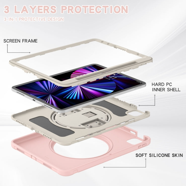For iPad Pro 11 2024 Spider Wheel Silicone Hybrid PC Tablet Case(Cherry Blossoms Pink)