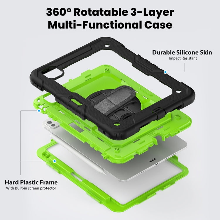 For iPad Pro 11 2024 Silicone Hybrid PC Tablet Protective Case(Yellow Green+Black)