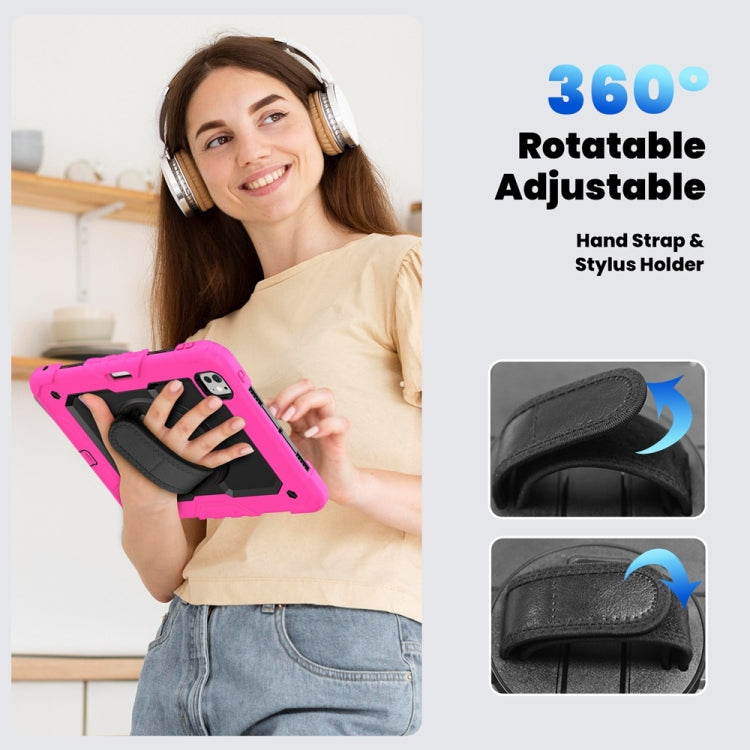 For iPad Pro 11 2024 Silicone Hybrid PC Tablet Protective Case(Black+Rose Red)