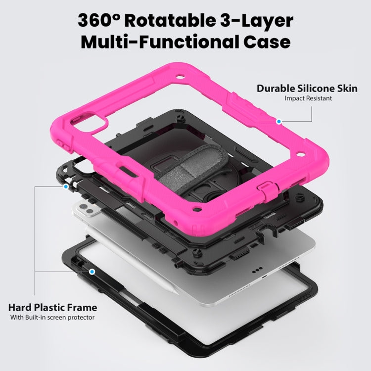 For iPad Pro 11 2024 Silicone Hybrid PC Tablet Protective Case(Black+Rose Red)