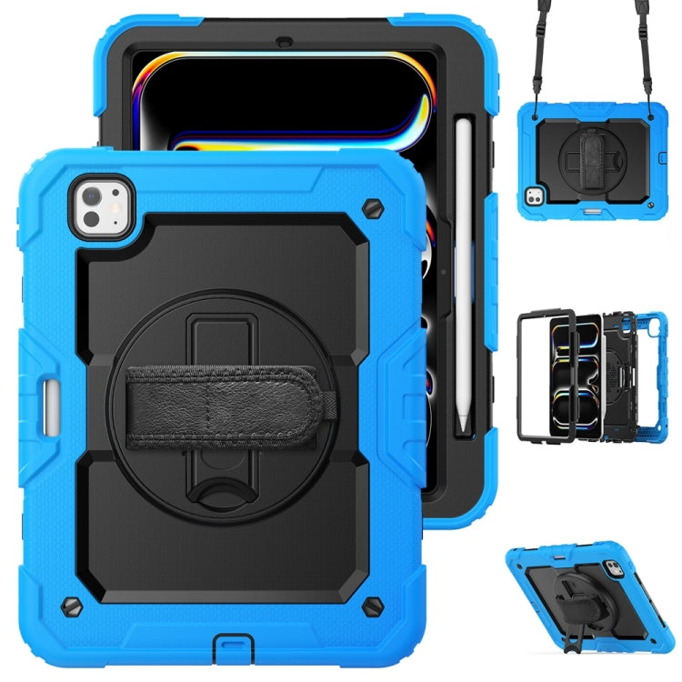 For iPad Pro 11 2024 Silicone Hybrid PC Tablet Protective Case(Black+Light Blue)