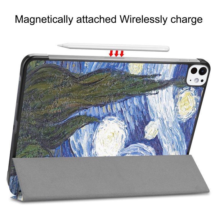 For iPad Pro 11 2024 Custer Painted 3-Fold Holder Smart Leather Tablet Case(Starry Sky) - iPad Pro 11 2024 Cases by PMC TechLife | Online Shopping South Africa | PMC TechLife | Buy Now Pay Later Mobicred