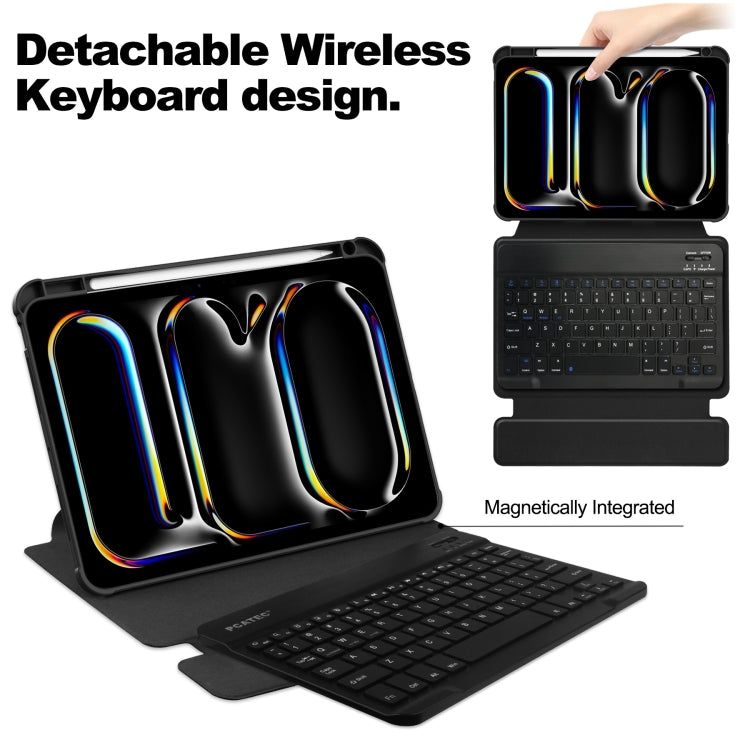 For iPad Pro 11 2024 Transparent Rotation Smart Leather Tablet Case with Keyboard(Black)