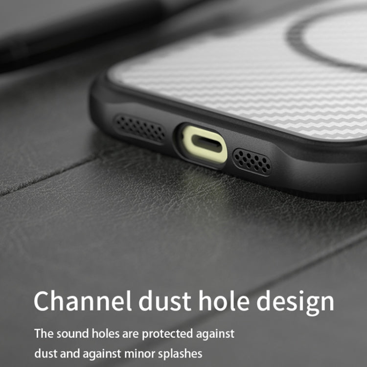 For iPhone 16 Pro Max Carbon Fiber Texture MagSafe Translucent Phone Case(Black) - iPhone 16 Pro Max Cases by PMC TechLife | Online Shopping South Africa | PMC TechLife | Buy Now Pay Later Mobicred