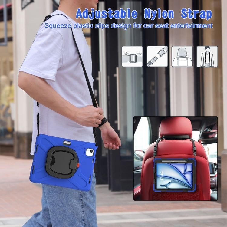 For iPad Air 11 2024 / Air 11 2025 Silicone Hybrid PC Tablet Case with Holder & Shoulder Strap(Blue) - iPad Air 11 2025 / 2024 Cases by PMC Jewellery | Online Shopping South Africa | PMC Jewellery | Buy Now Pay Later Mobicred