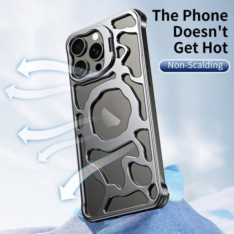 For iPhone 16 Auspicious Cloud Series MagSafe Metal Phone Case with Bracket(Grey)