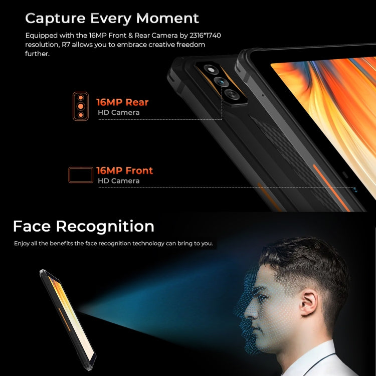 HOTWAV Tab R7 Rugged Tablet, 6GB+256GB, 10.1 inch Android 13 Unisoc Tiger T606 Octa Core 4G Network, Global Version with Google Play(Black Grey)