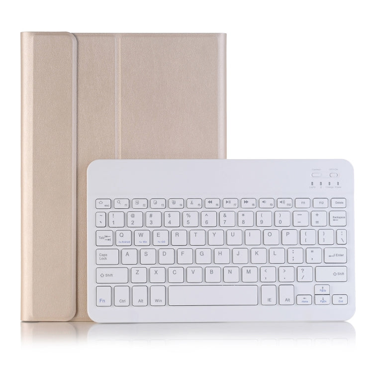 For iPad Pro 11 2024 A13B Lambskin Texture Bluetooth Touch Keyboard Leather Tablet Case with Pen Slot(Gold)