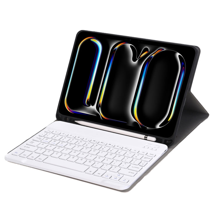For iPad Pro 11 2024 A13B Lambskin Texture Bluetooth Touch Keyboard Leather Tablet Case with Pen Slot(Gold)