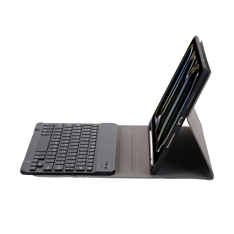 For iPad Pro 11 2024 A13B Lambskin Texture Bluetooth Touch Keyboard Leather Tablet Case with Pen Slot(Dark Blue)