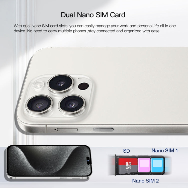i15 Pro Max / Q5A, 6GB+128GB, 6.5 inch Screen, Face Identification, Android 10 MTK6762 Octa Core, OTG, NFC, Network: 4G, Dual SIM(Titanium Black)