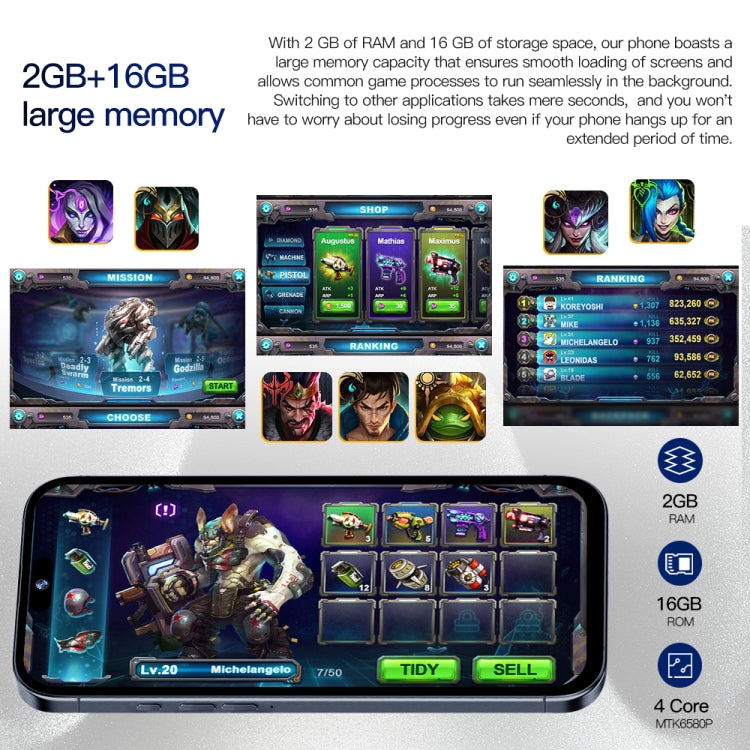 i15 Pro Max / Q5, 2GB+16GB, 6.5 inch Screen, Face Identification, Android 8.1 MTK6580P Quad Core, Network: 3G, Dual SIM(Titanium Black)