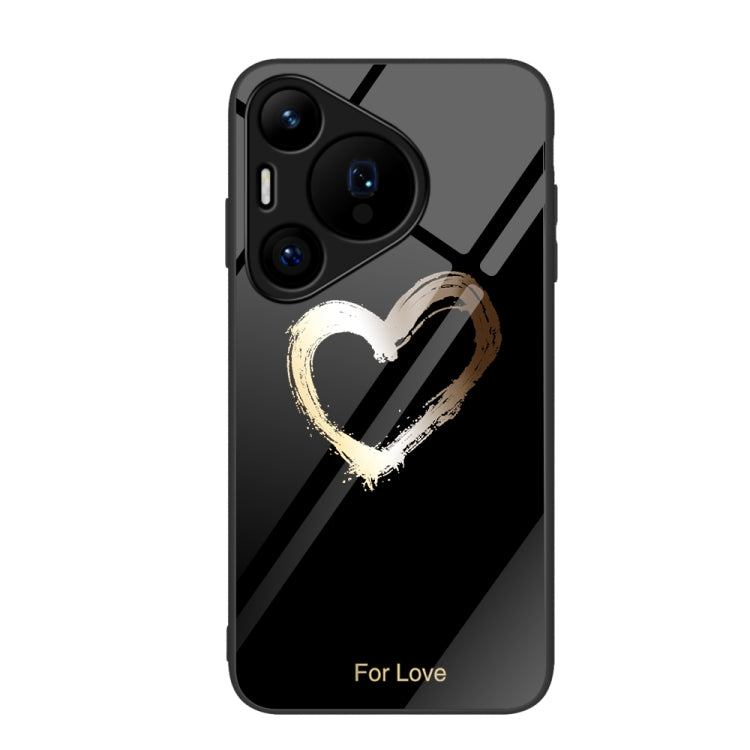 For Huawei Pura 70 Colorful Painted Glass Phone Case(Black Love)