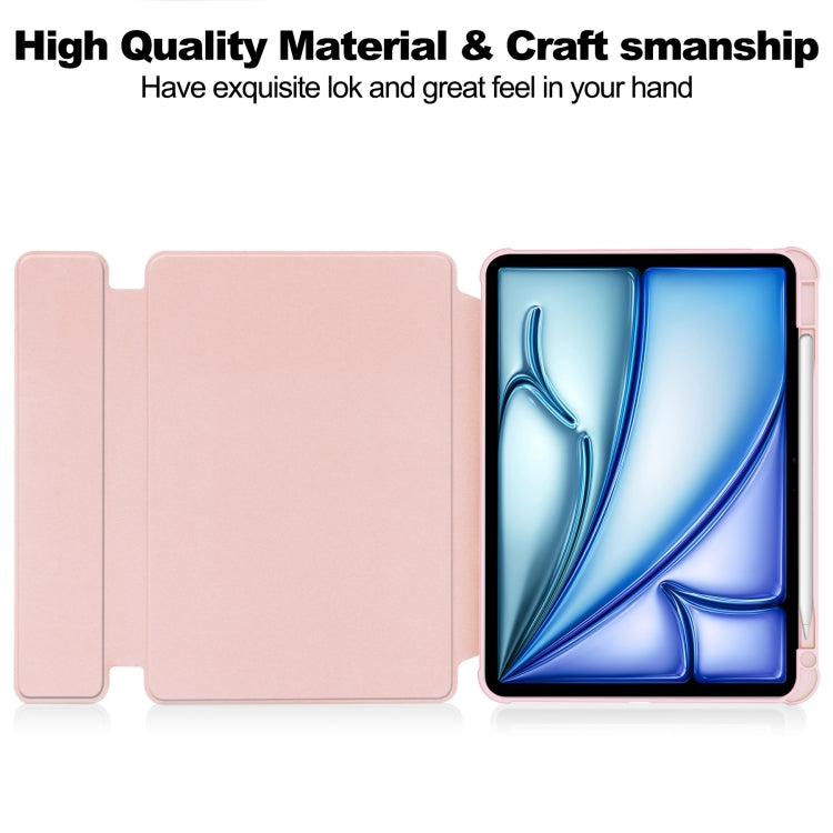 For iPad Air 11 2024 Transparent Rotation Smart Leather Tablet Case(Pink)