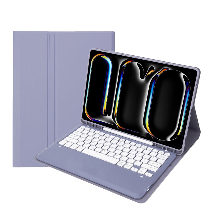For iPad Pro 13 2024 A13B Detachable Ultra-Thin Bluetooth Keyboard Leather Tablet Case with Pen Slot(Purple)