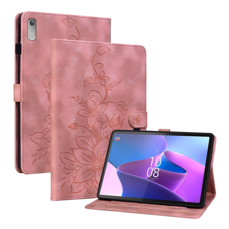 For Lenovo Tab P11 Gen 2 11.5 Lily Embossed Leather Tablet Case(Pink)