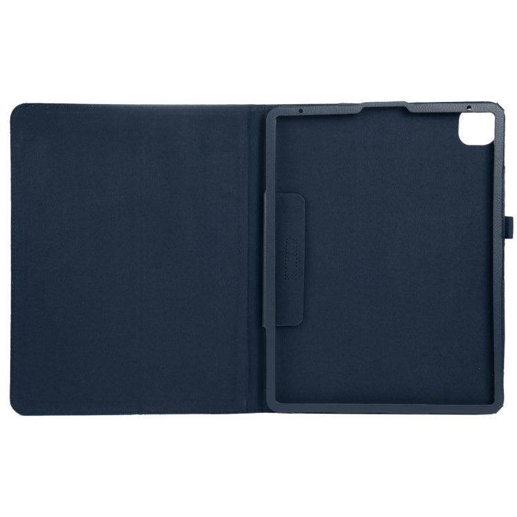 For iPad Pro 11 2024 Litchi Texture Solid Color Leather Tablet Case(Dark Blue)