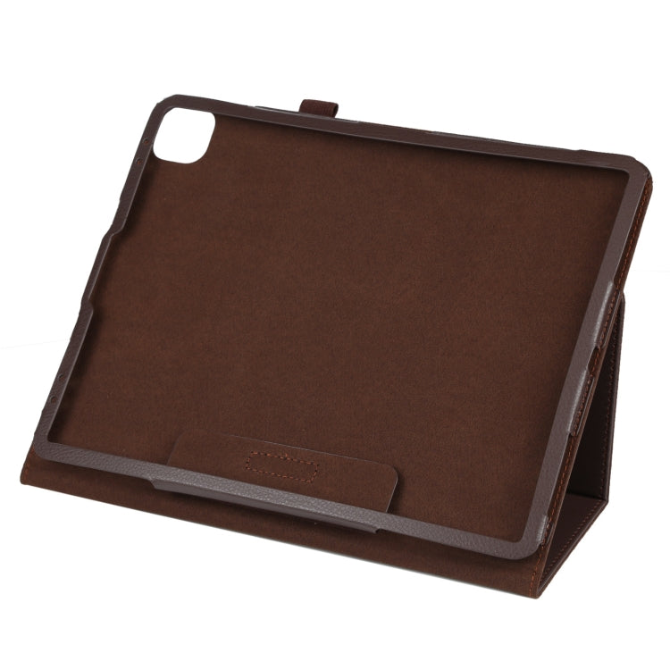 For iPad Pro 11 2024 Litchi Texture Solid Color Leather Tablet Case(Brown)