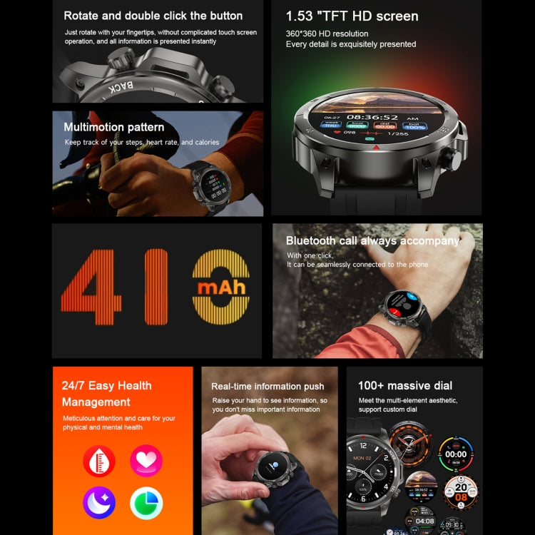 DK68 1.53 inch IP67 BT 5.0 Fitness Sport Smart Watch, Support LED Flashlight / Bluetooth Call / Sleep / Blood Oxygen / Heart Rate / Blood Pressure Health Monitor(Black)