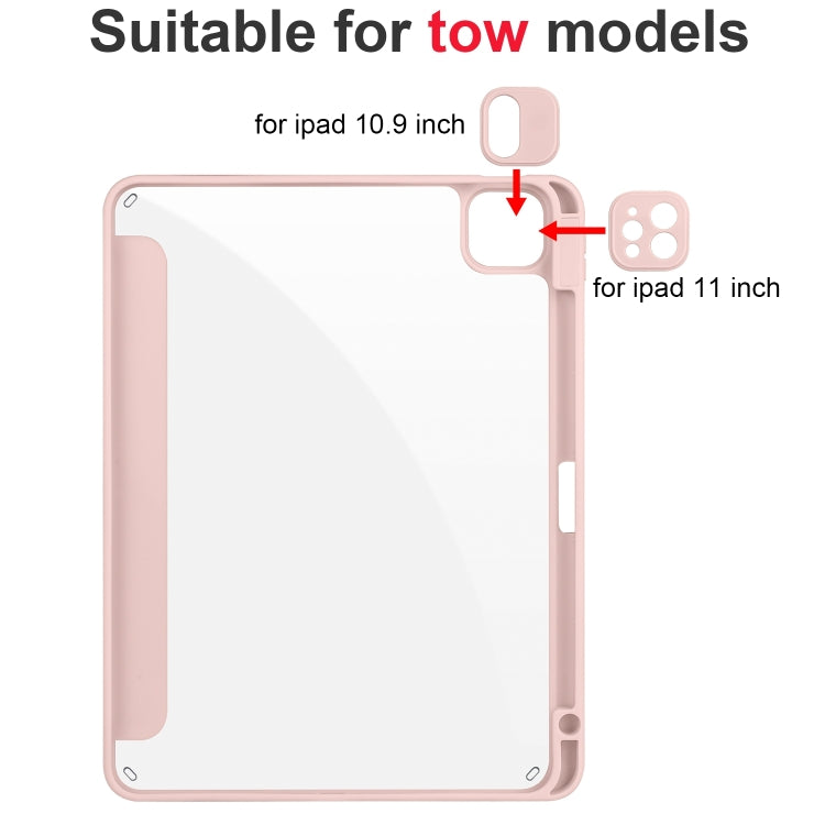 For iPad Air 11 2024 / 2025 Acrylic 3-folding Smart Leather Tablet Case(Pink)