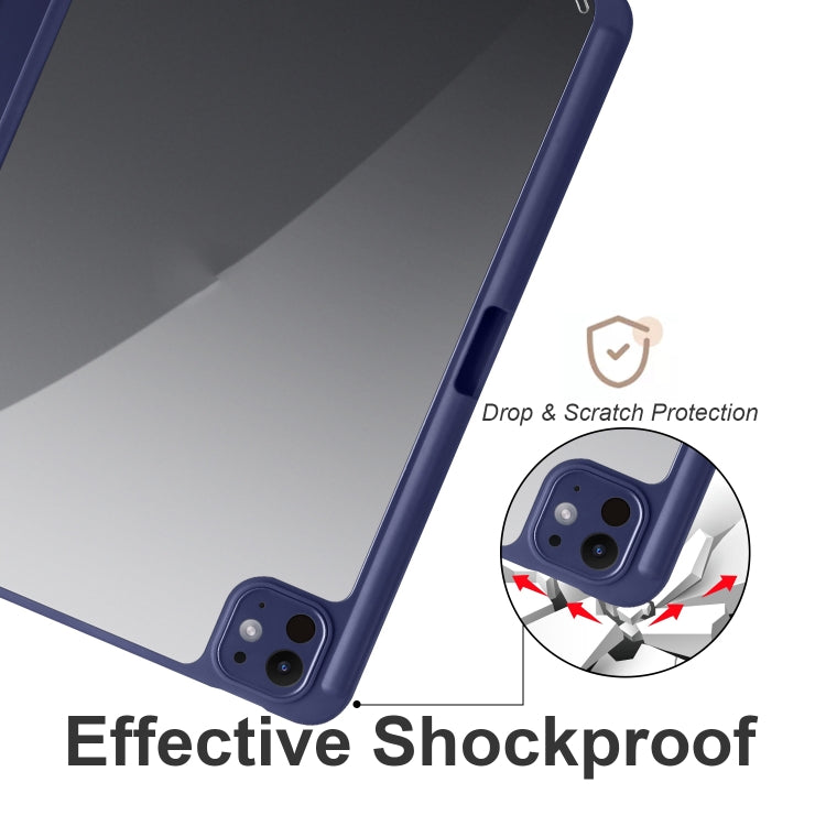 For iPad Pro 11 2024 Acrylic 3-folding Smart Leather Tablet Case(Dark Blue) - iPad Pro 11 2024 Cases by PMC TechLife | Online Shopping South Africa | PMC TechLife | Buy Now Pay Later Mobicred