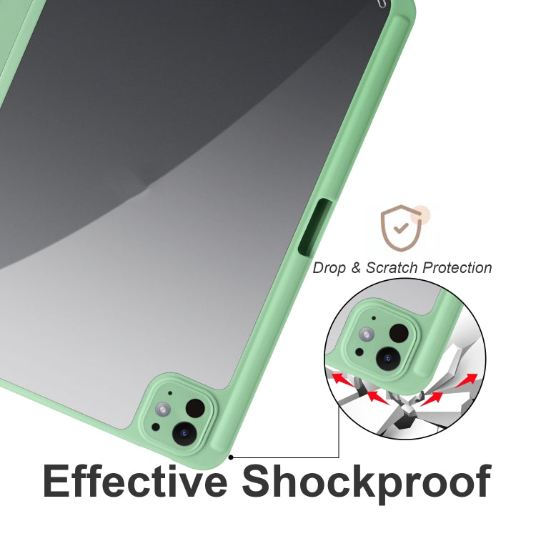 For iPad Pro 13 2024 Acrylic 3-folding Smart Leather Tablet Case(Green)