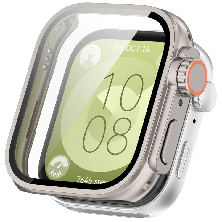 For Huawei Watch Fit3 PC + Tempered Glass Film Full Coverage Watch Protective Case(Starlight)