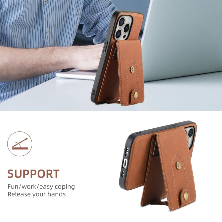 For iPhone 16 Pro Denior D14 NK Retro Pattern MagSafe Magnetic Card Holder Leather Phone Case(Brown) - iPhone 16 Pro Cases by Denior | Online Shopping South Africa | PMC TechLife | Buy Now Pay Later Mobicred