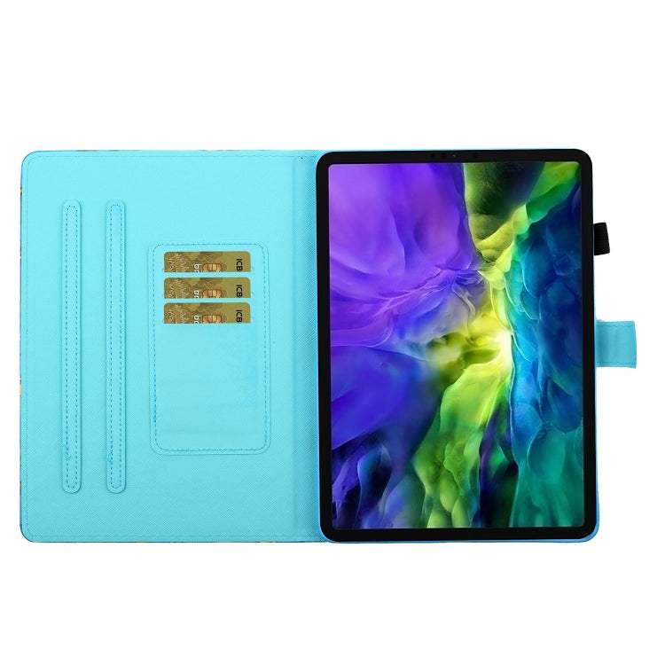 For iPad Pro 11 2024 Coloured Drawing Stitching Smart Leather Tablet Case(Blue Owl)